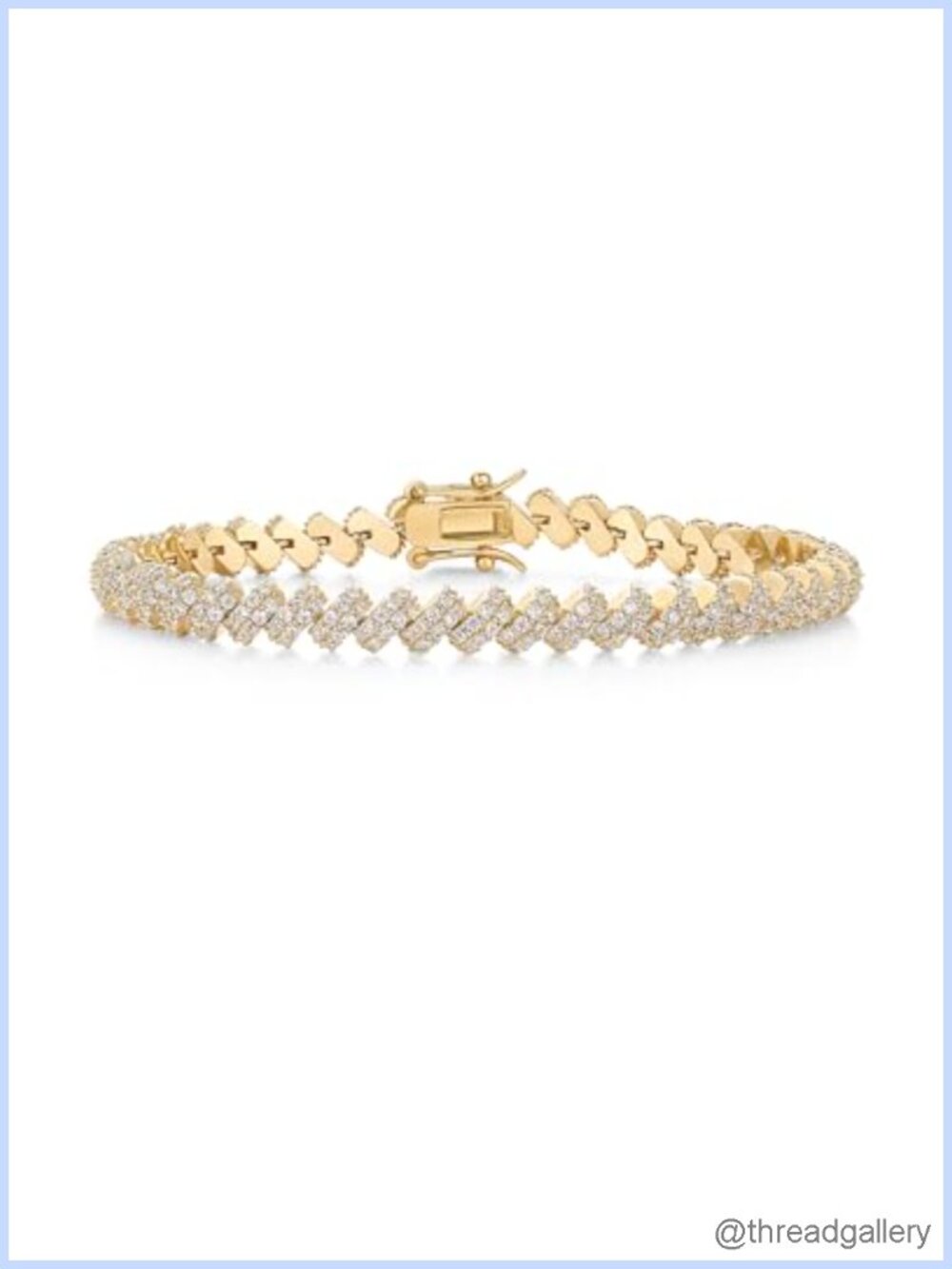 14K Yellow Gold Plated Tennis Bracelet with Cubic Zirconia, 2.5mm Adjustable,